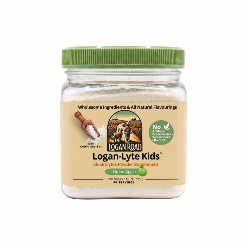 Logan-Lyte Kids®, Green Apple - No Processed Sugar, Low sodium, Natural - Electrolytes Powder with Celtic Sea Salt  (227g) 